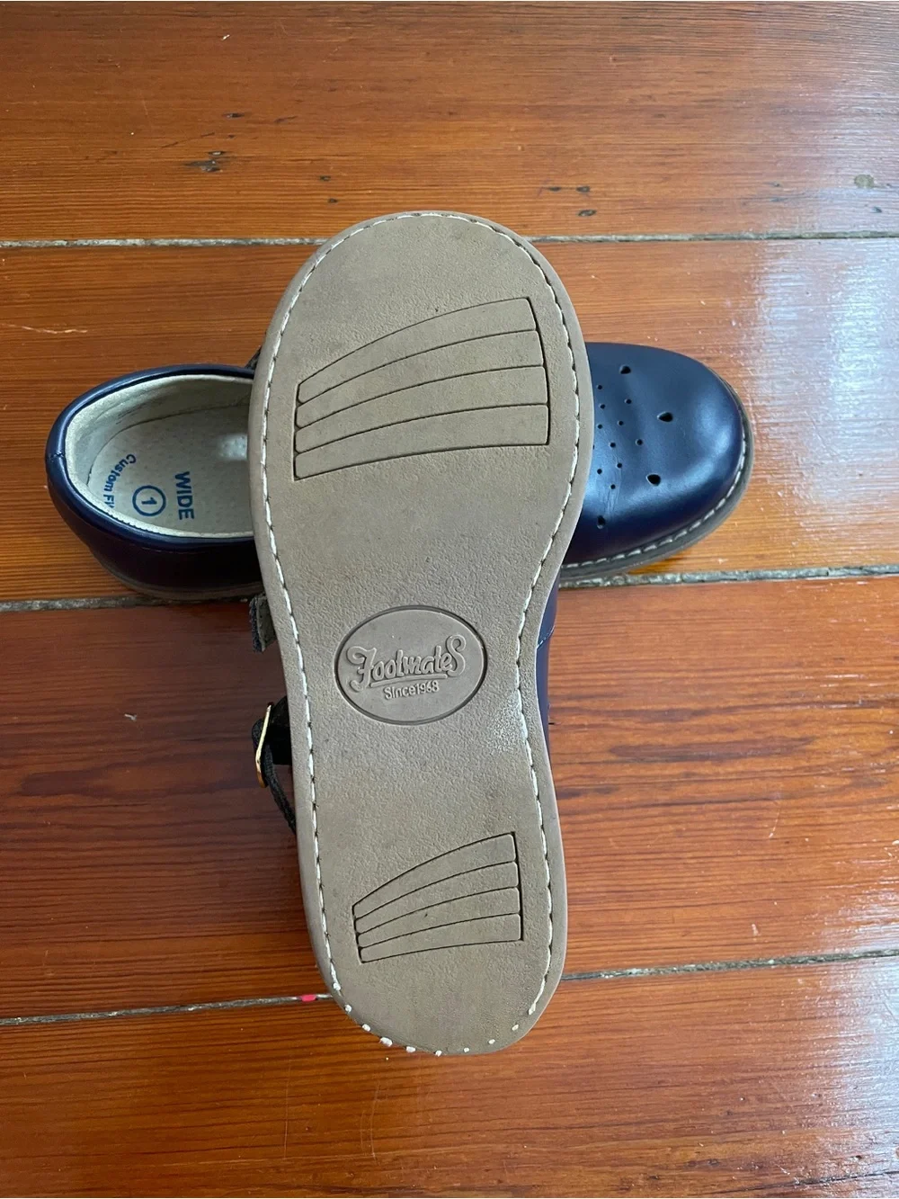 Footmates Danielle Navy Double Strap Mary Jane Shoes Size Girls 1 Wide 💛🎀